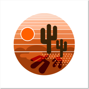 cactus sunset Posters and Art